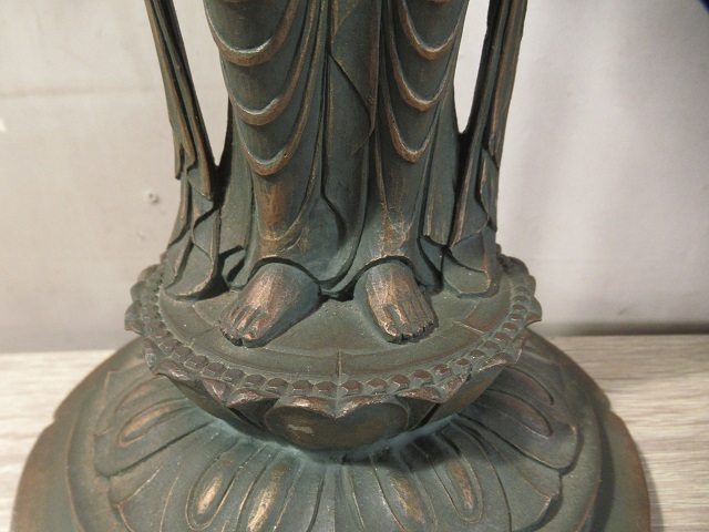 〓大佛師 松久宗琳 造 青銅 銅製「聖観世音菩薩」861/1000 立像 仏像 観音像 仏教美術 高さ35cm 在銘 ξの画像8
