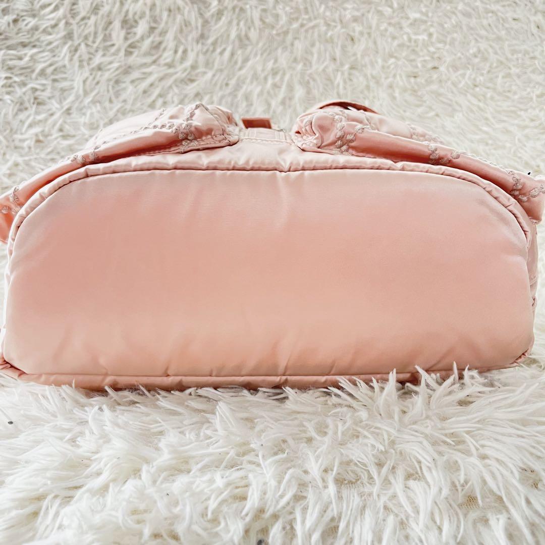  ultimate beautiful goods PORTER × mina perhonen Porter × mina perhonen tambourine tongue car rucksack bag pack daypack pink embroidery pocket 