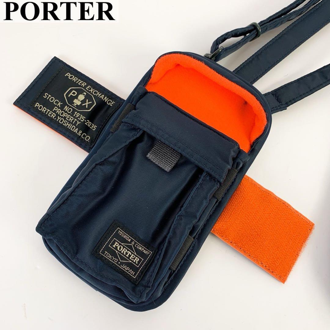 PORTER Porter PX TANKER GPS HOLDER smart phone pouch smartphone pouch shoulder bag phone case navy diagonal .. shoulder .. metal fittings 