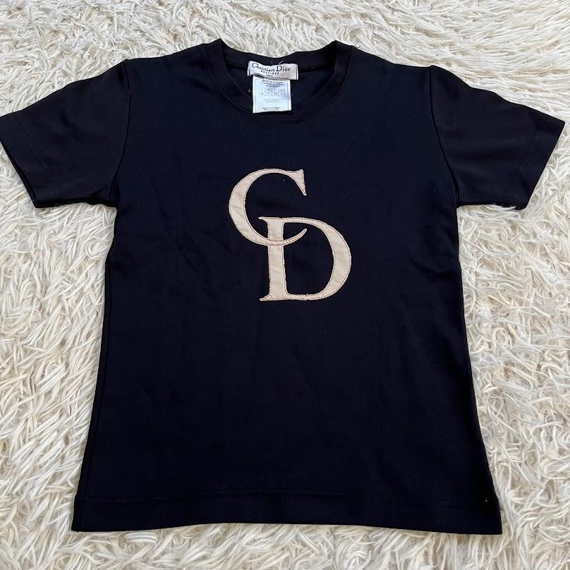 Christian Dior クリスチャンディオール レディース 黒 ブラック クロップド Tシャツ チビT Y2K 韓国 K-POP アイドル CDロゴ デカロゴ_画像1