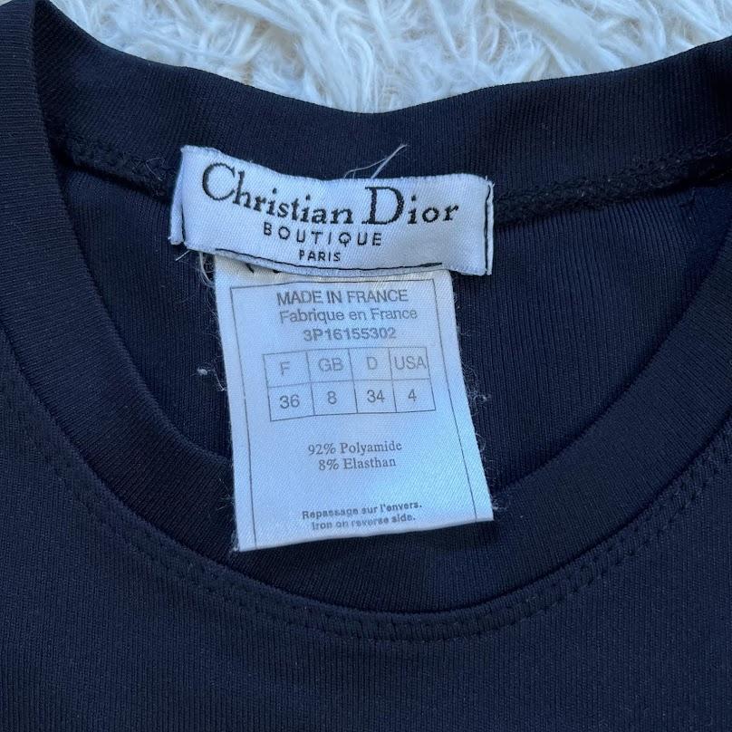 Christian Dior クリスチャンディオール レディース 黒 ブラック クロップド Tシャツ チビT Y2K 韓国 K-POP アイドル CDロゴ デカロゴ_画像8