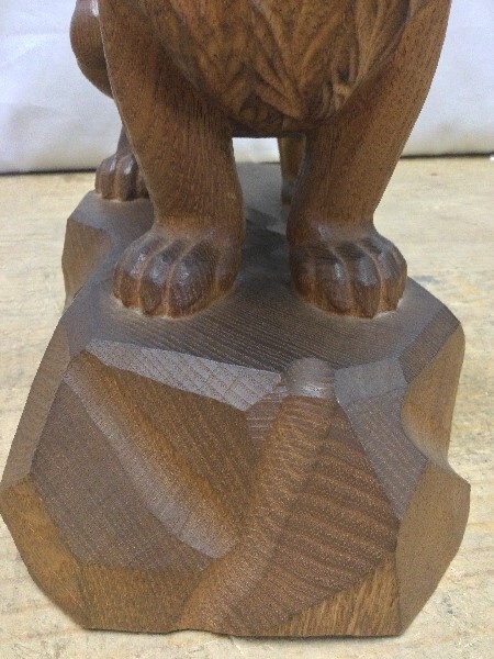 蔵出し 木彫りライオン 置物 アンティーク 彫刻獅子 （高さ×幅×奥行）31×37.5×16ｃｍ 重量2.1ｋｇ （3196）レトロ 彫刻 希少の画像9