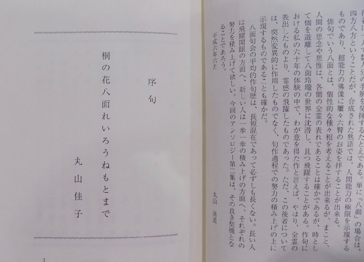 「句集 八面」／八面句会著／丸山海道・丸山佳子他／平成6年／京鹿子社発行_画像1