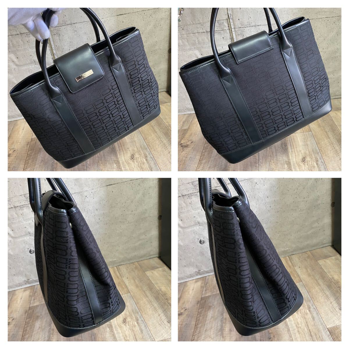  подлинный товар *BALENCIAGA Balenciaga BB рисунок парусина большая сумка кожаная сумка чёрный ручная сумочка портфель A4 возможность женский мужской 