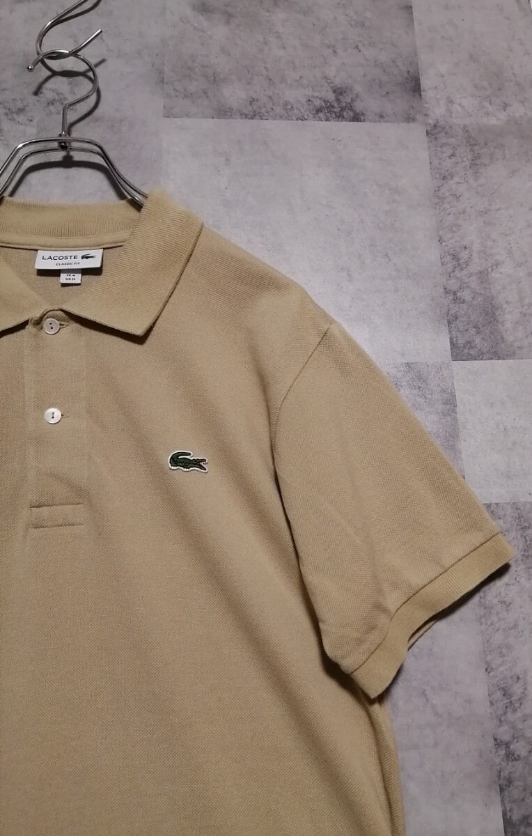 美品 国内正規品 ラコステ LACOSTE 半袖ポロシャツ 4 鹿の子ポロシャツ ベージュL1212ALの画像1