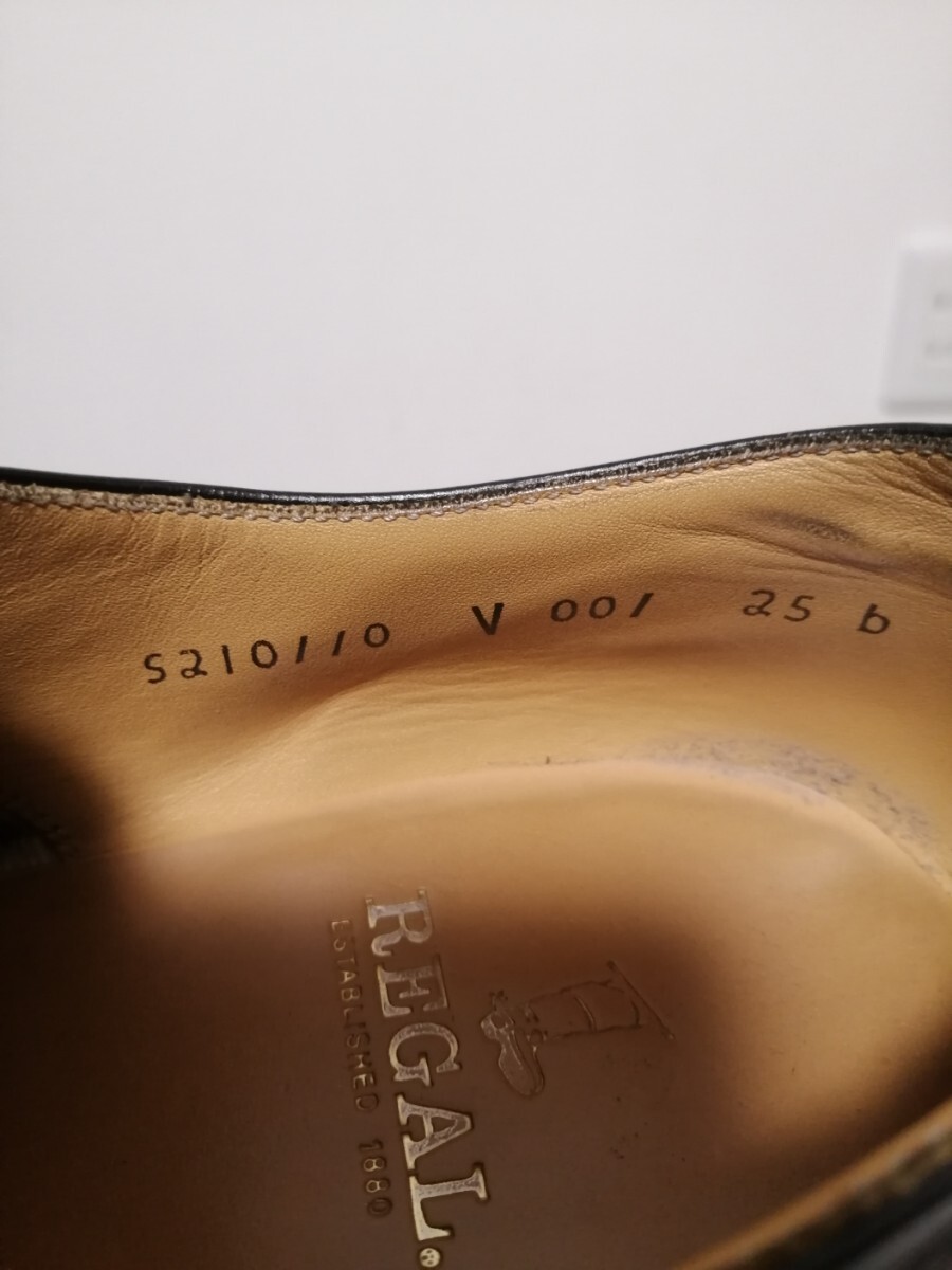 REGAL リーガル 本革ビジネスシューズ ブラック 25cm 革靴 プレーントゥ OSAGARIの画像5