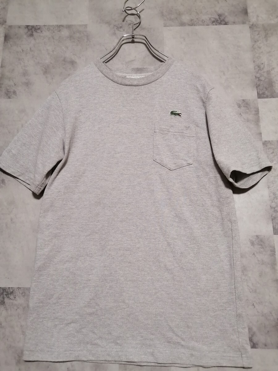 LACOSTE　ラコステ　ポケットTシャツ グレー　 3 TH219E 半袖Tシャツ鹿の子　OSAGARI_画像1