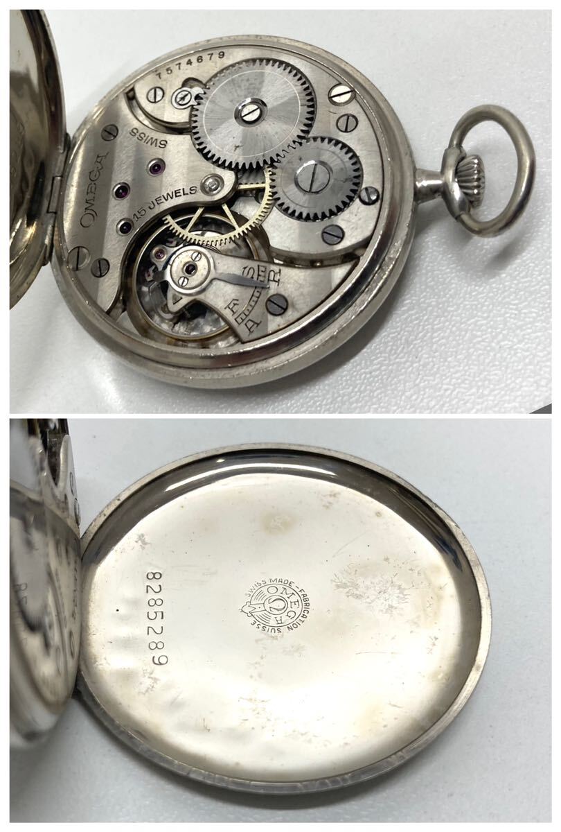 【39701】OMEGA オメガ 懐中時計 手巻き 稼動品 白文字盤 15石 アンティーク スモセコ ヴィンテージ の画像9