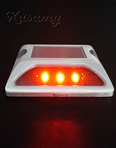 Kasamy 6 LED 道路鋲 路肩標 誘導灯 ソーラー充電式 セット（赤 点滅 2個 + 固定用ビス 5本）_画像3