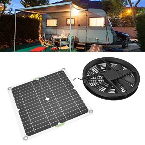  solar panel fan kit,100W waterproof solar power exhaust fan IP65 waterproof, outdoors portable exhaust fan roof reverse side fan chicken small shop, temperature 
