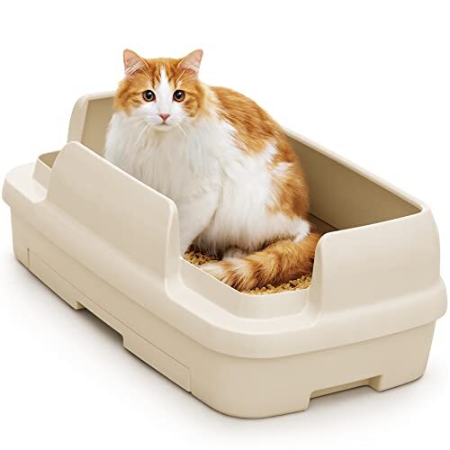 ニャンとも清潔トイレセット [約1か月分チップ・シート付]猫用トイレ本体のびのびリラックスライトベージュ_画像1