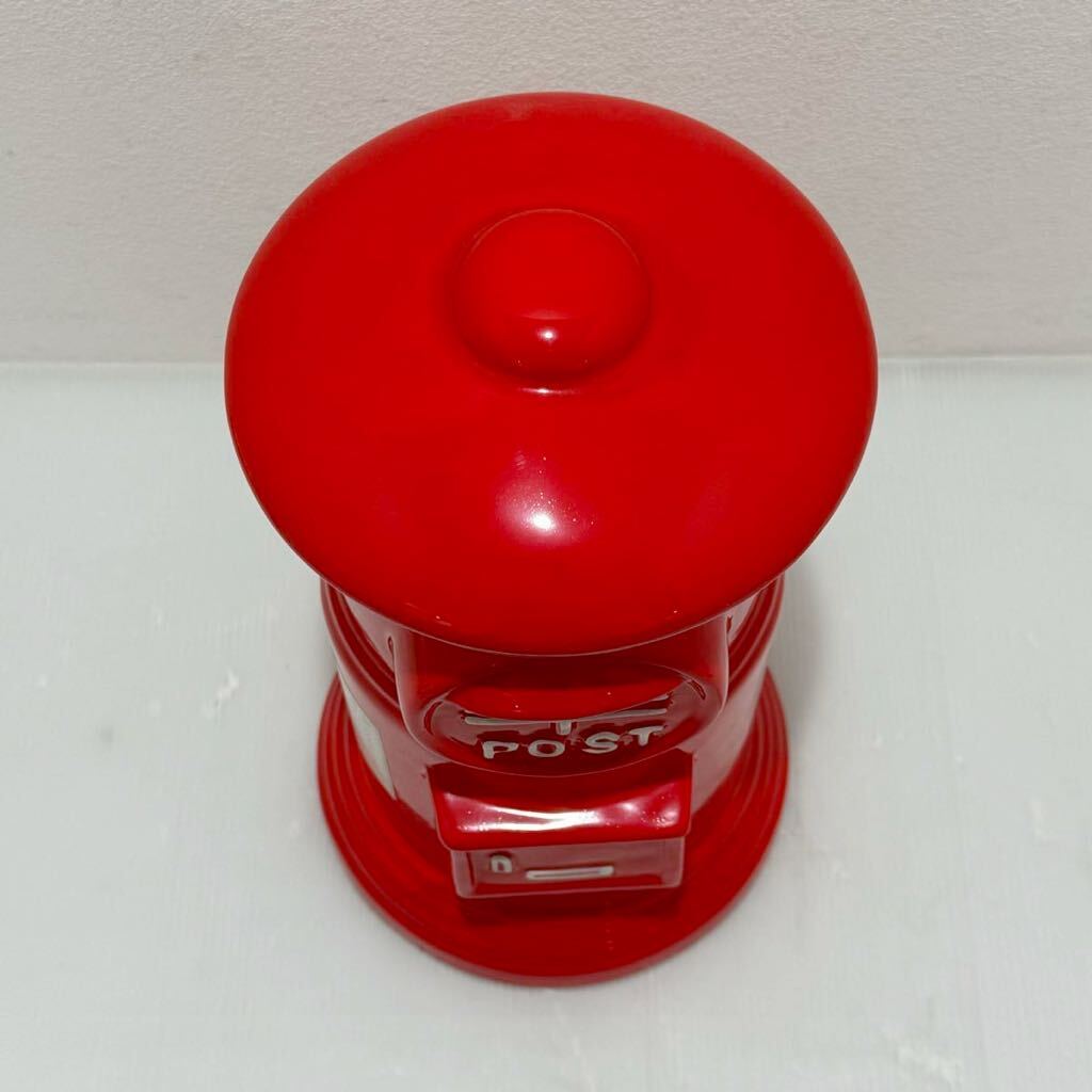 D(0410g2) 郵便ポスト 陶器製 貯金箱 高さ約30cm 大きいサイズ 赤ポスト 昭和レトロ_画像5