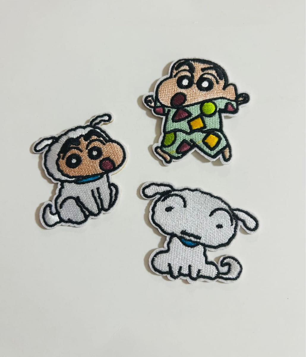 クレヨンしんちゃん シロちゃん 刺繍 ワッペン 3枚セット かわいい キャラクター 貼る 簡単 デコレーション&リメイク 幼稚園 