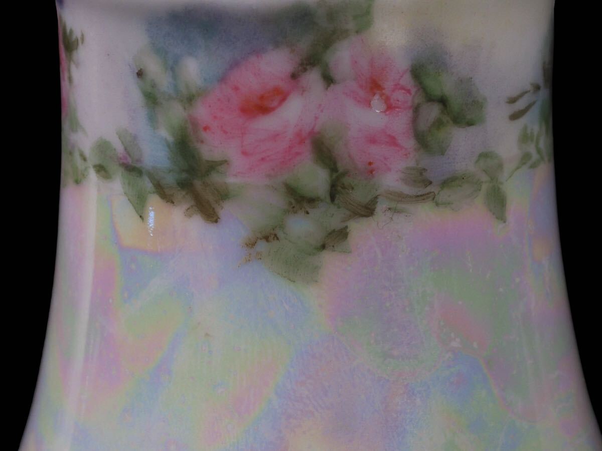 オールドノリタケの可愛らしい逸品 ハンドル金彩ソルト &ペッパーセット 美しいラスター彩 花柄 マーク有 本物保証 の画像3