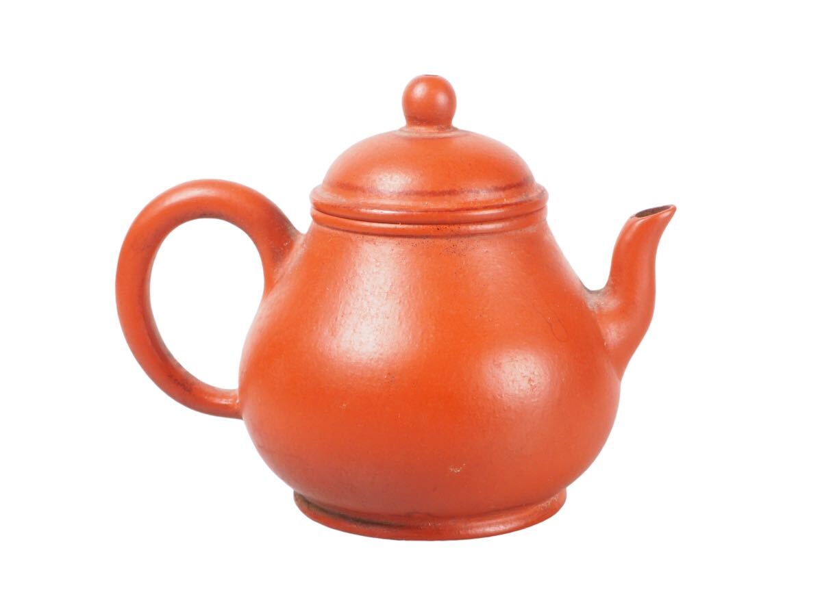 時代中国朱泥急須　宣興紫砂　孟臣　在銘・在印　感覚の素晴らしいキレのある優品　唐物古作　煎茶道具 