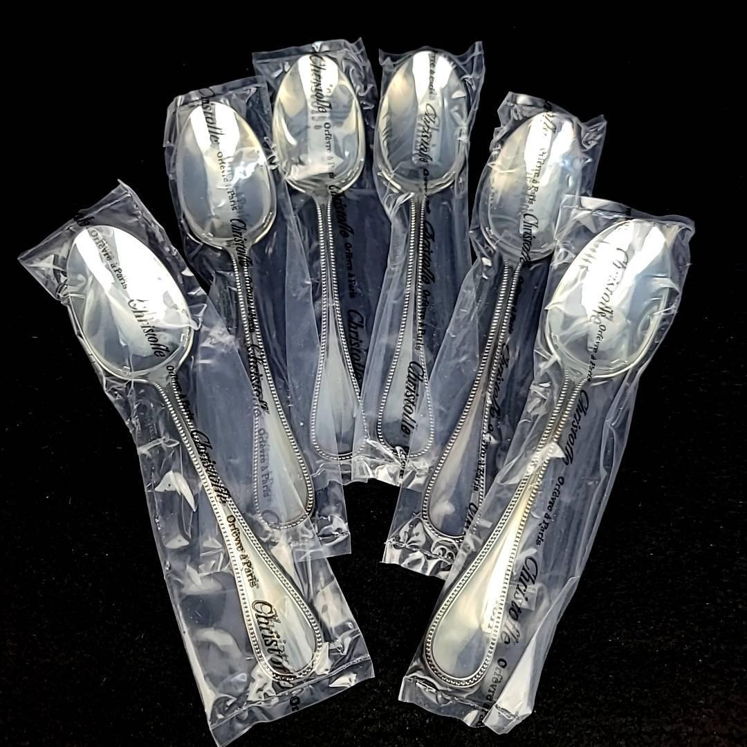 未使用 クリストフル Christofle パール スタンダードスプーン 6 未使用 クリストフル Christofle パール スタンダードスプーン 6