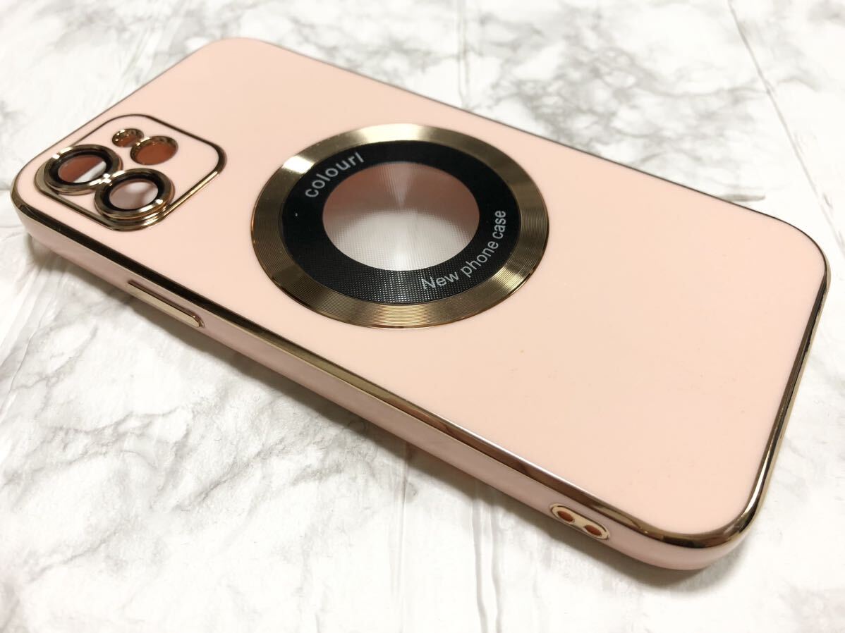 実物写真あり iPhone12 ケース MagSafe pink gold ピンク ゴールド ピーチ ピーチファズ 桃 金 iPhone 耐衝撃 ワイヤレス充電 レンズ保護_画像6