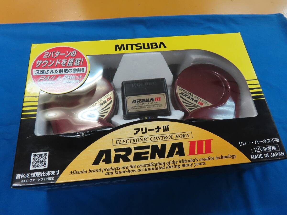 ♪MITSUBA ミツバサンコーワ ARENAⅢ アリーナ3 電子ホーン MBW-2E23R 480/400Hz 113dB ユーロサウンド 電子サウンド 専用ハーネス付♪の画像1