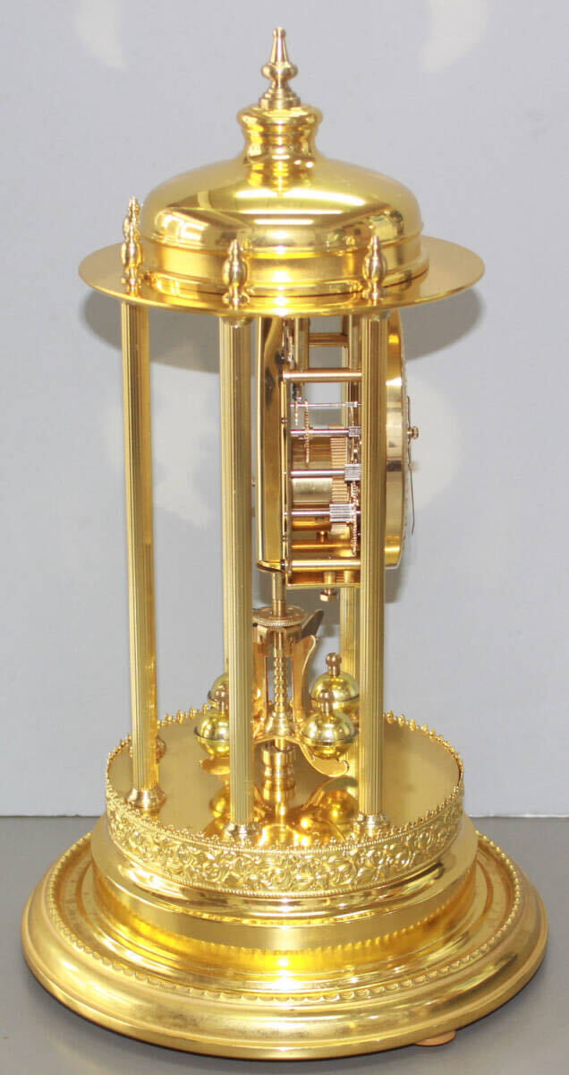 貴重 アンティーク 機械式 置時計 黄金色 回転振り子 400DAY MASTER SPECIAL 動作良好 ガラスドームの画像7