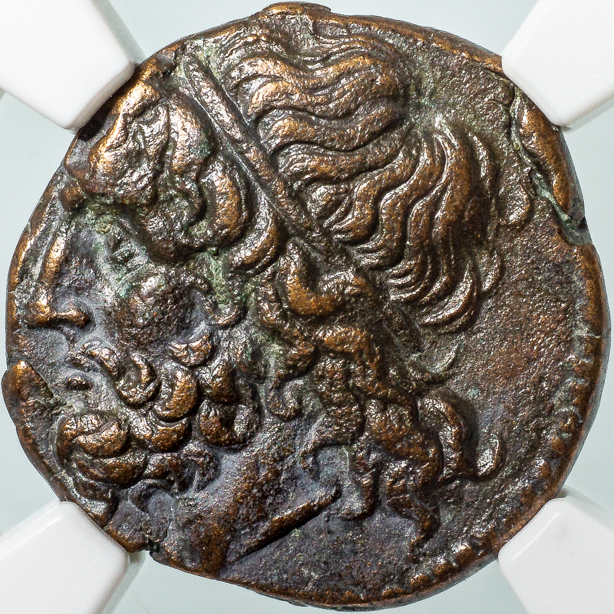 1円スタート！！【ポセイドン古代ギリシャ青銅貨】紀元前275-215年 シチリア島 シラクサ ヒエロン2世 NGC XF/リトラ/アンティークコインの画像4