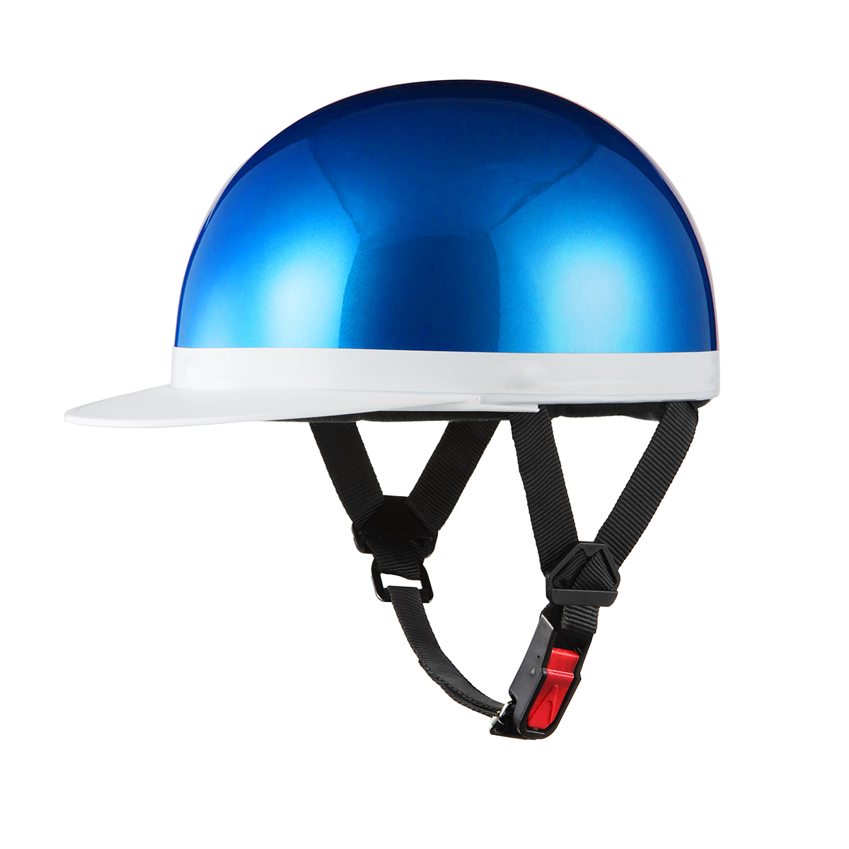 ヘルメット 半キャップ 白ツバ ブルーメタリック XLサイズ 半ヘル 新品 SG規格・PSCマーク取得 バイクパーツセンターの画像1