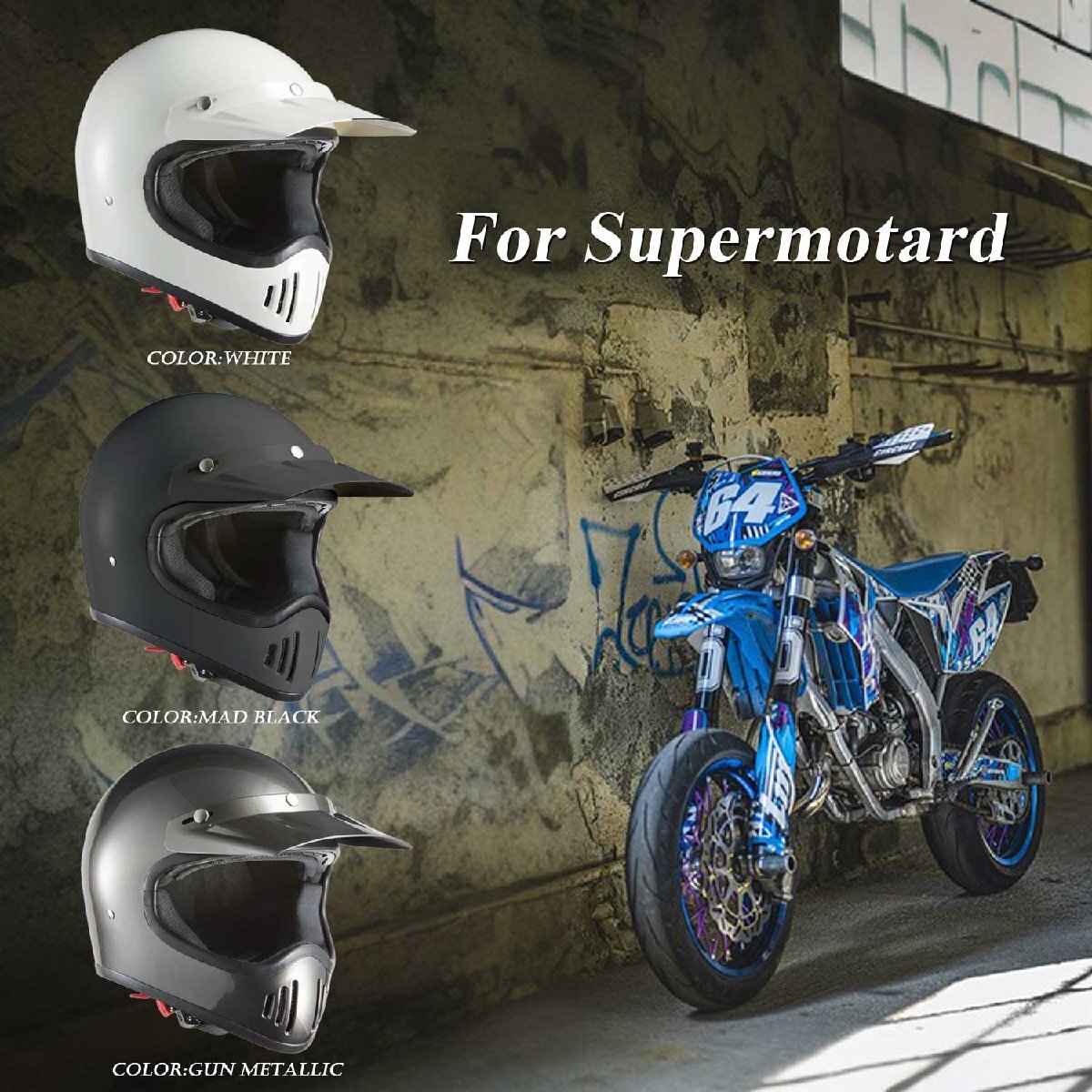 バイクヘルメット ビンテージ レトロ アメリカン フルフェイス ホワイト XLサイズ エアロ バイザー かっこいいの画像9