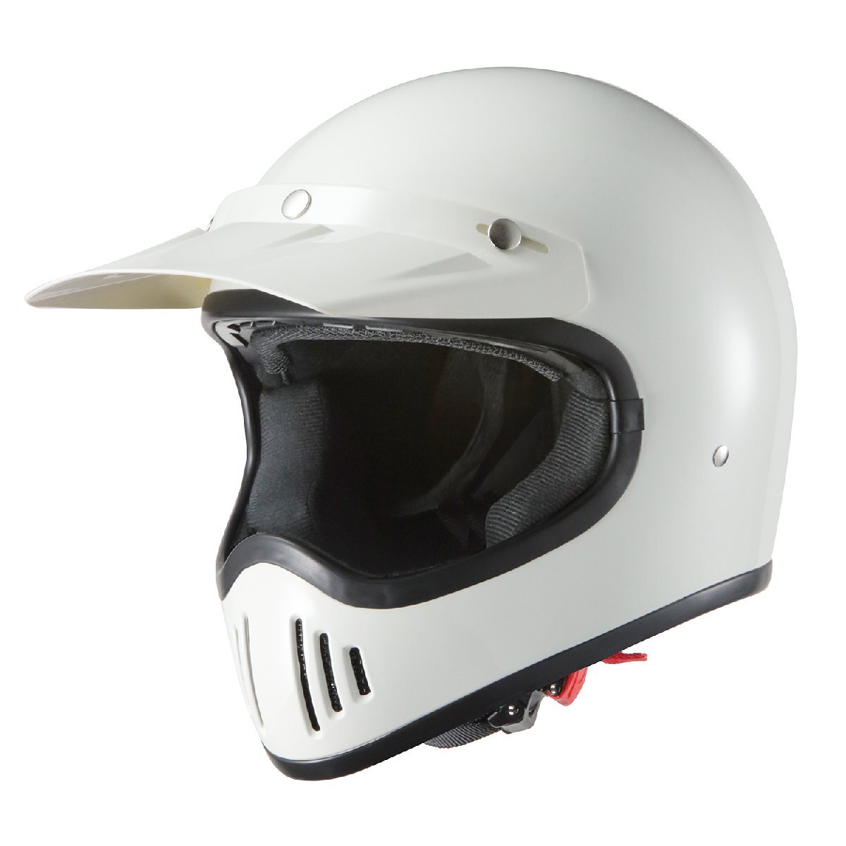 バイクヘルメット ビンテージ レトロ アメリカン フルフェイス ホワイト XLサイズ エアロ バイザー かっこいいの画像1