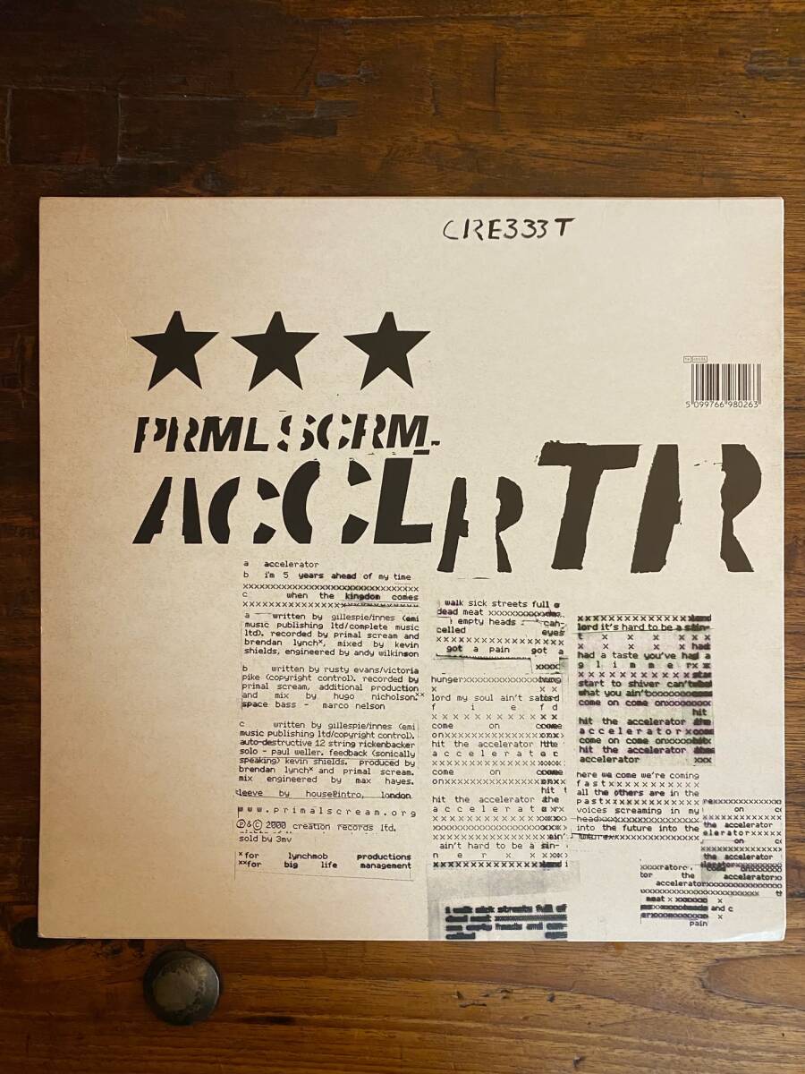 【代理出品】Primal Scream「Acclrtr」UK盤 12inch クラブヒット Indie Alternative House Techno Electronic プライマルスクリーム_画像2