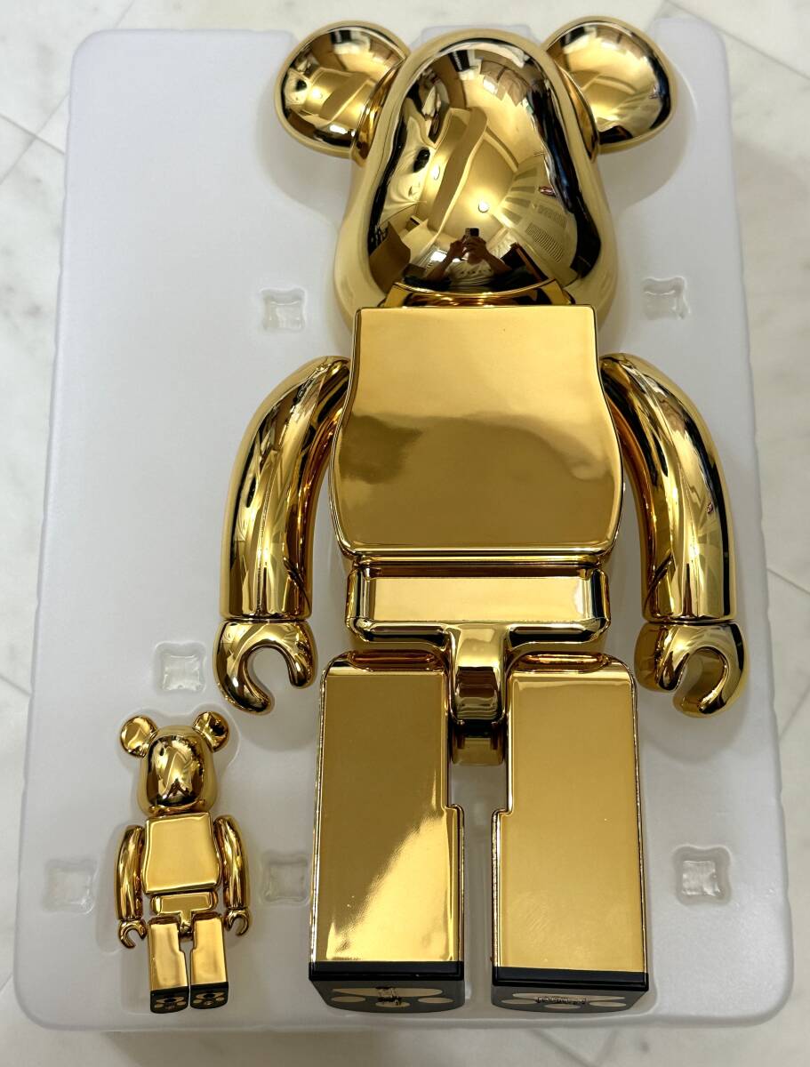 MEDICOM TOY BEARBRICK ベアブリック×SORAYAMA 【SEXY ROBOT GOLD BE@RBRICK 100％ & 400％】開封済 未使用品 箱サインあり_画像7