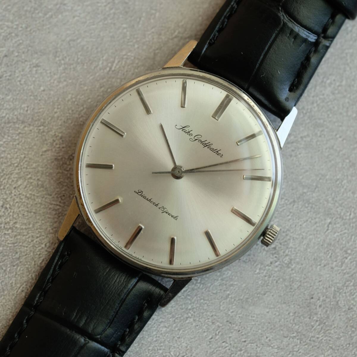 極美品 SEIKO GOLDFEATHER セイコー ゴールドフェザー 25石 J15002E SS 手巻き 1961年製 アンティーク腕時計の画像1