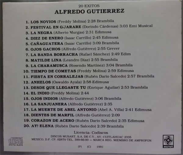 Alfred Guiterrez 20 Exitos El Mas Grande Del Acordeon + Siempre Romantico 2CD Set_画像3