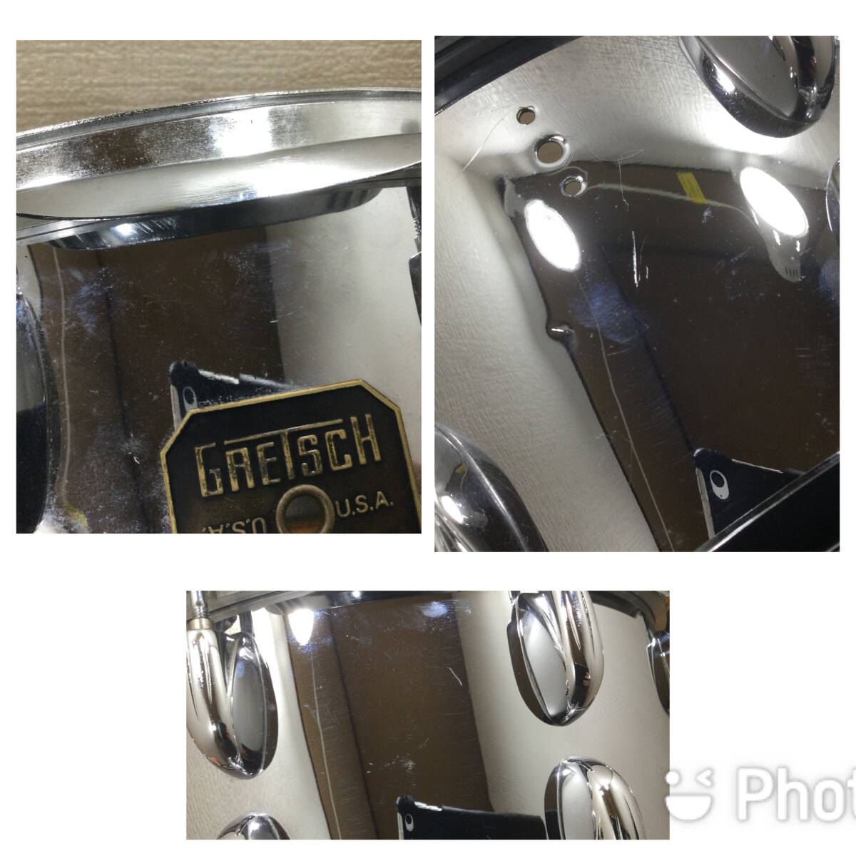 Gresth スネア 《G 4166 14“×6” 》COB クロームオーバーブラス製、シェル凹みあり(機能&音色に影響なし) スネアドラムの画像6
