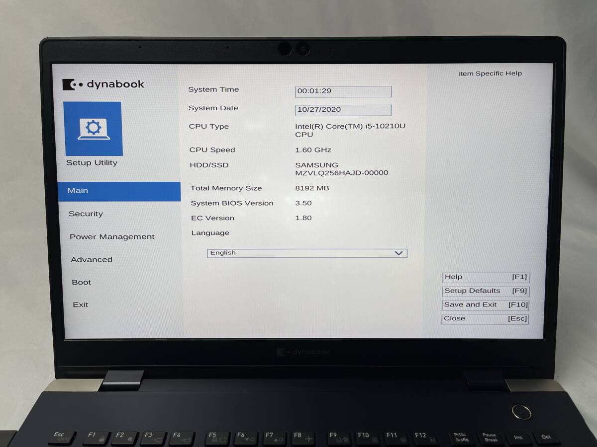 ★1円～スタート！東芝 dynabook G83/FR ◆Intel Core i5-10210U @ 1.60GHz ◆メモリ8GB/SSD256GB ※BIOS起動OK【ジャンク品】859