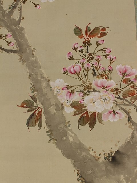 ◆◇村上委山(MURAKAMI Izan/ Kyoto,1867‐1936) 桜花双雀図 大正7/戊午(1918)年作 宮内庁三の丸尚蔵館収蔵 尺五立 物故作家掛軸◇◆JY2065_画像8