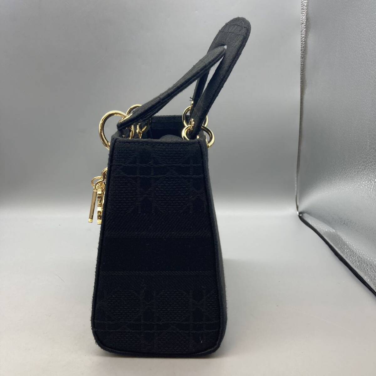 K04102 クリスチャン ディオール レディ ディオール ハンドバッグ レディース 鞄 ブラック Christian Dior_画像3