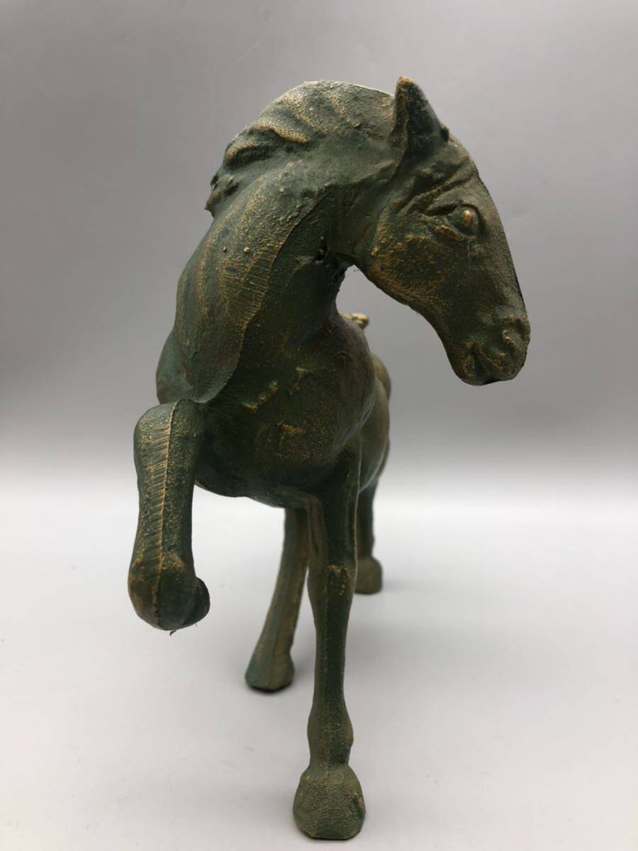 T04041 馬の置物2体 馬の親子 彫刻 銅像 インテリア オブジェ_画像5