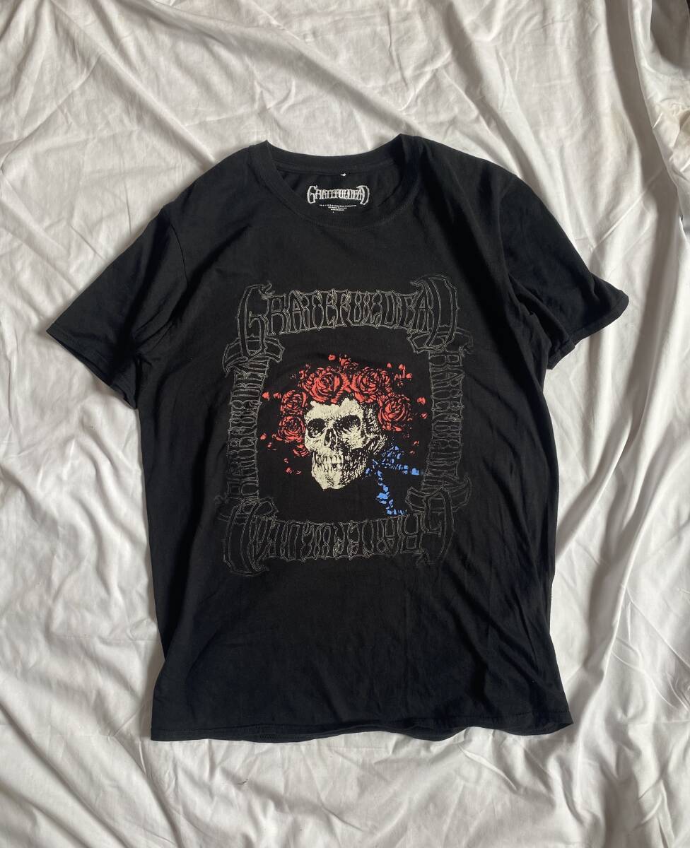 グレイトフル・デッド The Grateful Dead イギリス製 UK製 Tシャツ サイズL オフィシャル バンドT スカル ローズ 薔薇 骸骨の画像1