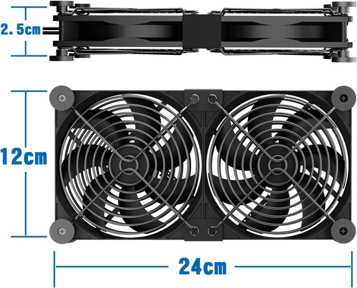 Tumosando USB扇風機 12cm 2連 冷却ファン 強力 静音 緩衝パッド usbファン 3段階風量調節 冷却扇風機 パ_画像4