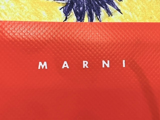 ☆未使用 マルニ MARNI トートバッグ - PVC(塩化ビニール)×レザー 白×オレンジ×マルチ 花柄 バッグ☆の画像9
