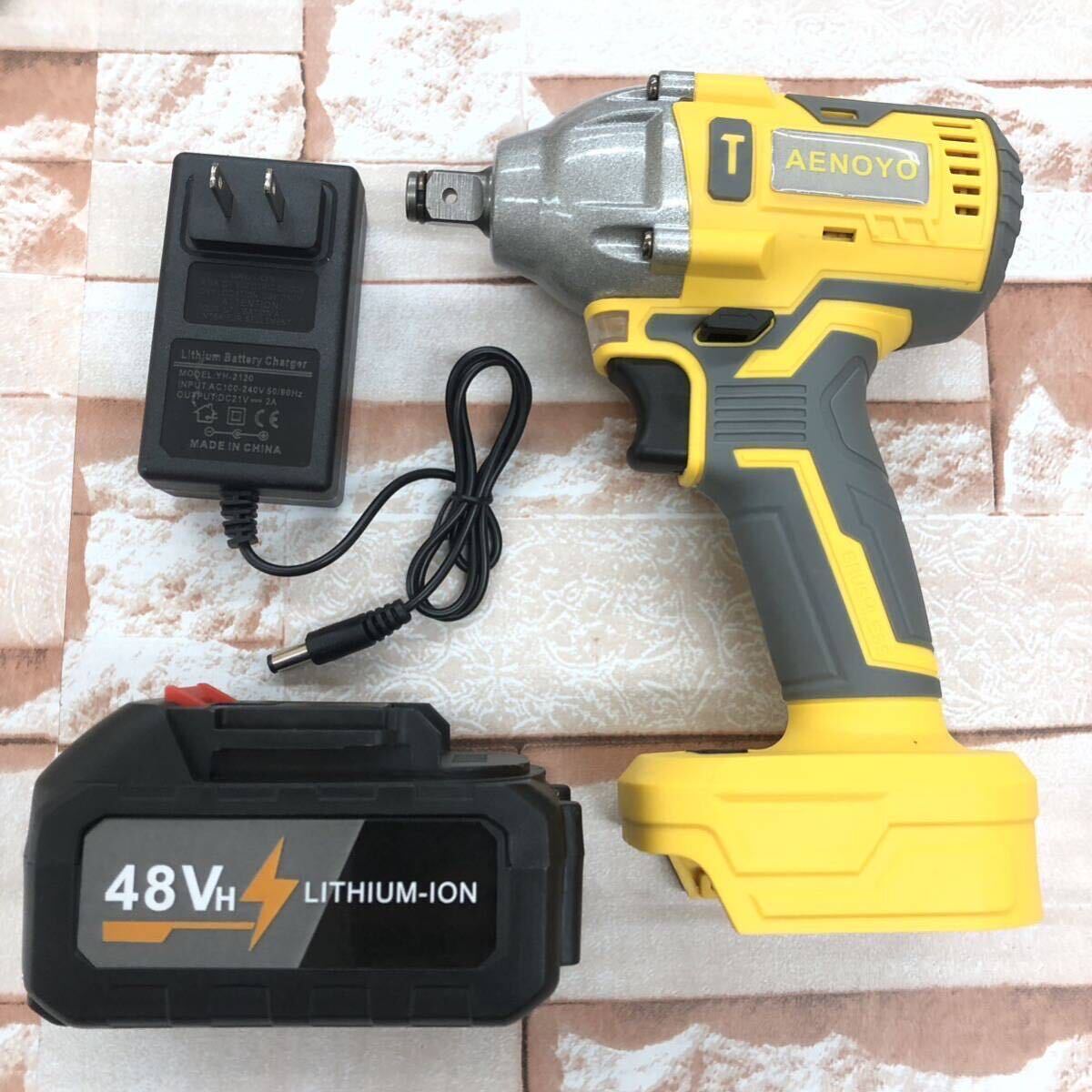 * new goods *[AENOYO] cordless impact driver rechargeable high capacity battery -LED lighting attaching high speed height performance multifunction accessory great number DIY yellow 