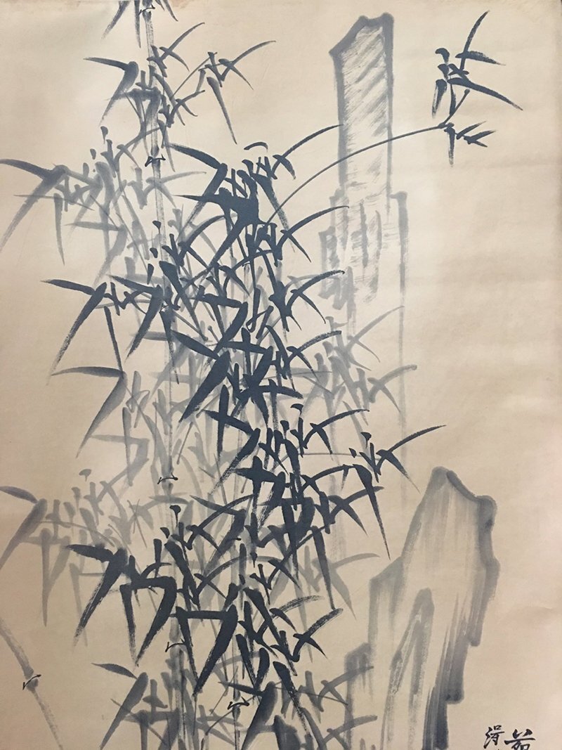 中国書画  掛軸 竹 墨竹図 蘭竹芳馨図 珍品 旧蔵 国画掛け軸 置物 掛絵 書画立軸 擺件 fgzh005の画像4