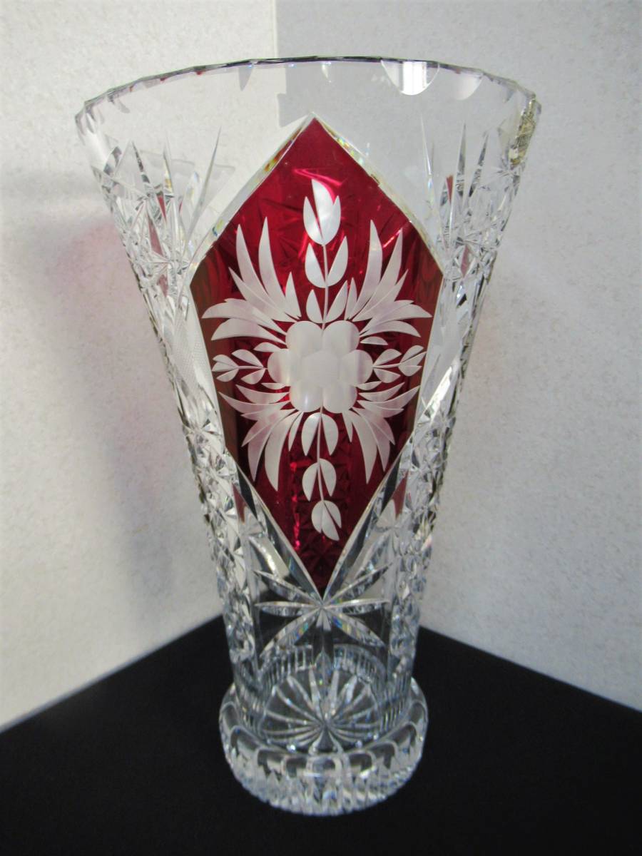  Aichi store * height 20.#KARAT# Germany made Lead * crystal vase hand made cut antique cut glass flower vase 