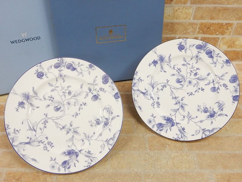 良品! WEDGWOOD/ウェッジウッド BLUE PLUM/ブループラム ディナープレート/皿 27cm 2点セット 【7591y1】_画像1