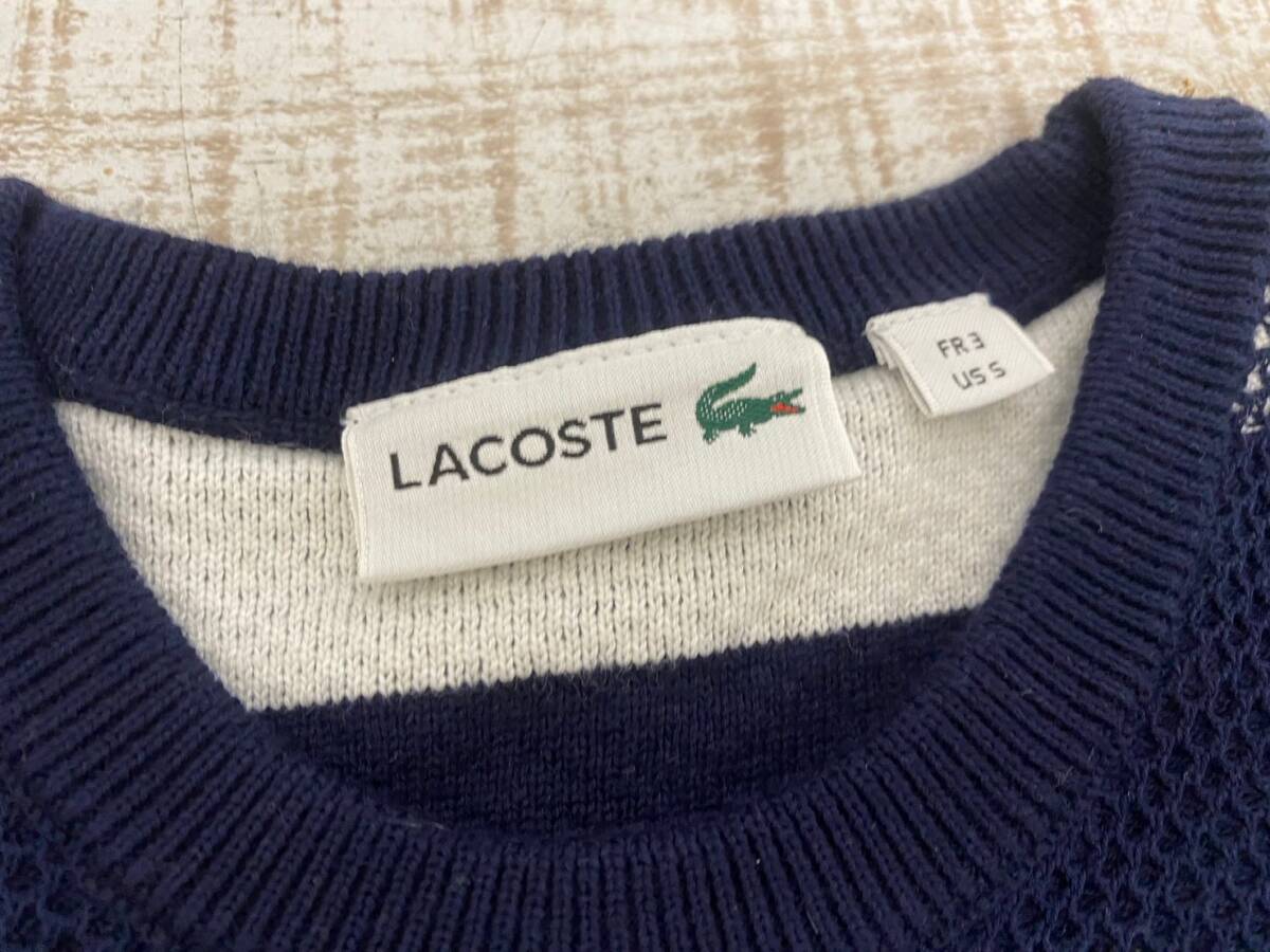 ★a-186　LACOSTE ラコステ 長袖Tシャツ ボーダー US Ｓ ファッション メンズ レディース_画像2