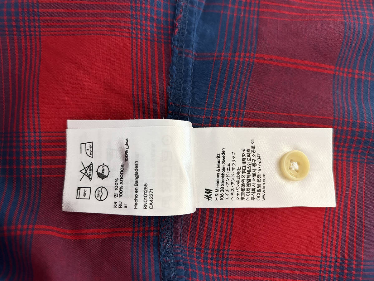 【新品】H&M コットン100% 洗いざらし チェック 半袖 シャツ S_画像8
