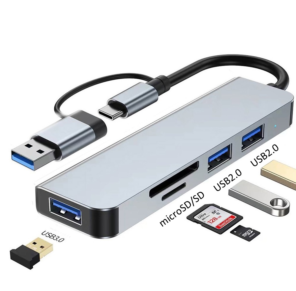 新品　type-C/USB3.0　 ドッキングステーション　5 in 1　SDカードリーダー　SD/microSD/USB2.0/USB3.0