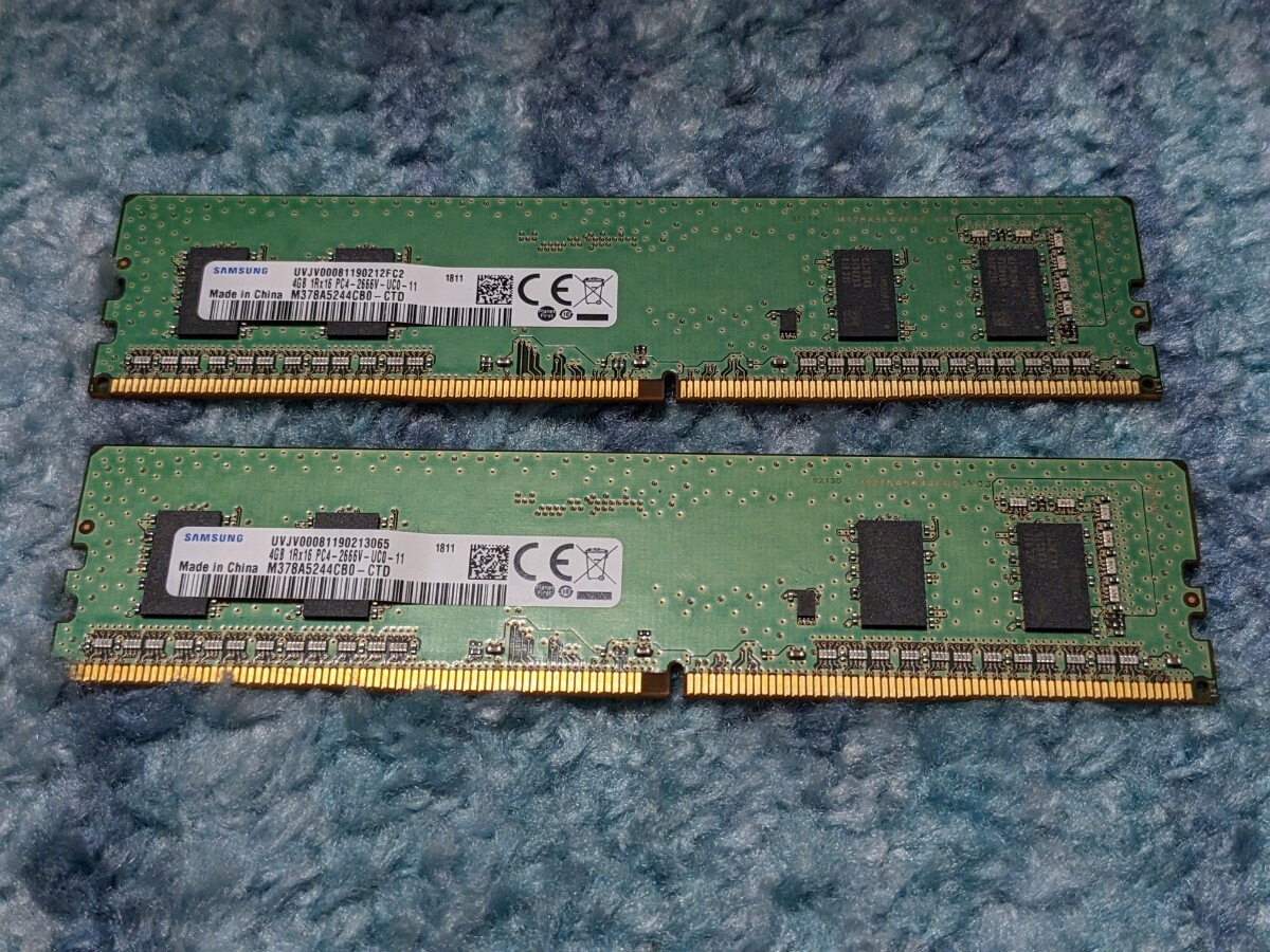 0604u1644 SAMSUNG ORIGINAL サムスン純正 PC4-21300 DDR4-2666 4GB (512Mx16) デスクトップPC用 288pin DIMM M378A5244CB0-CTD 2枚セットの画像1