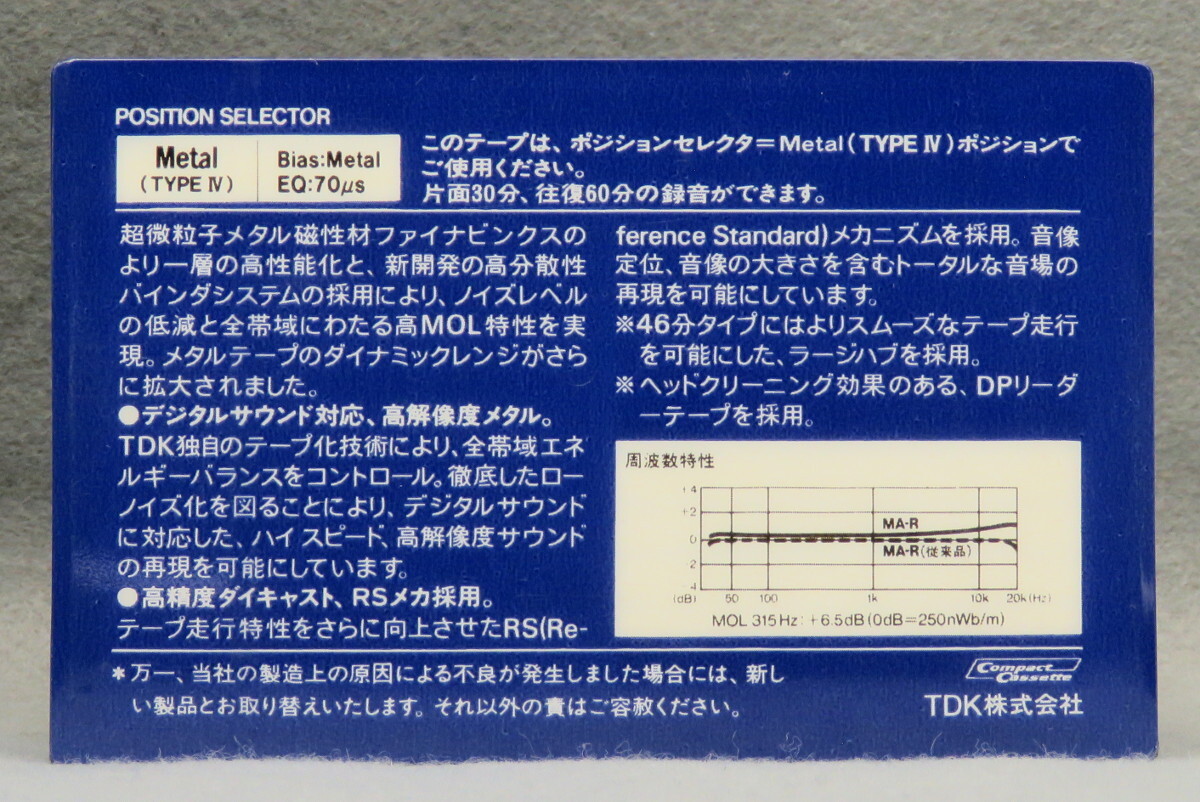 カセットテープ TDK MA-R C60 未開封品 メタルテープの画像3