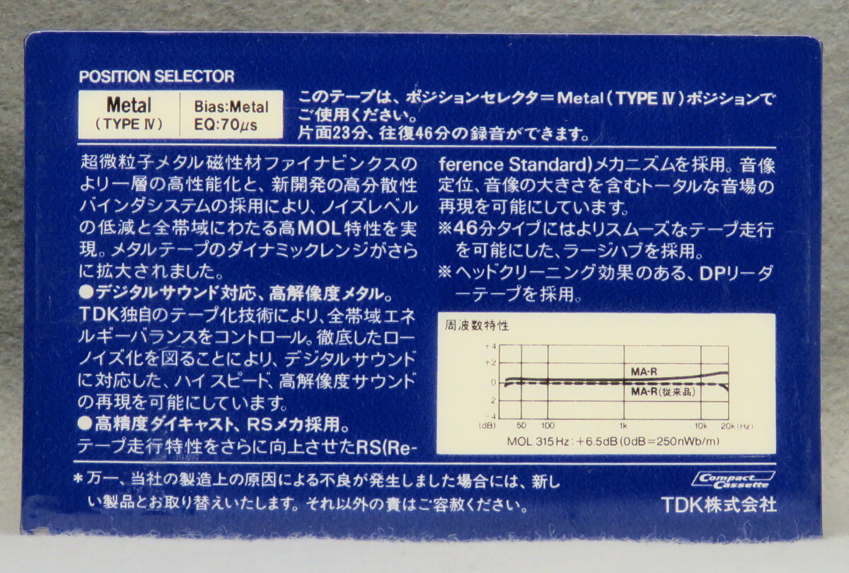 カセットテープ TDK MA-R C46 未開封品 メタルテープの画像3