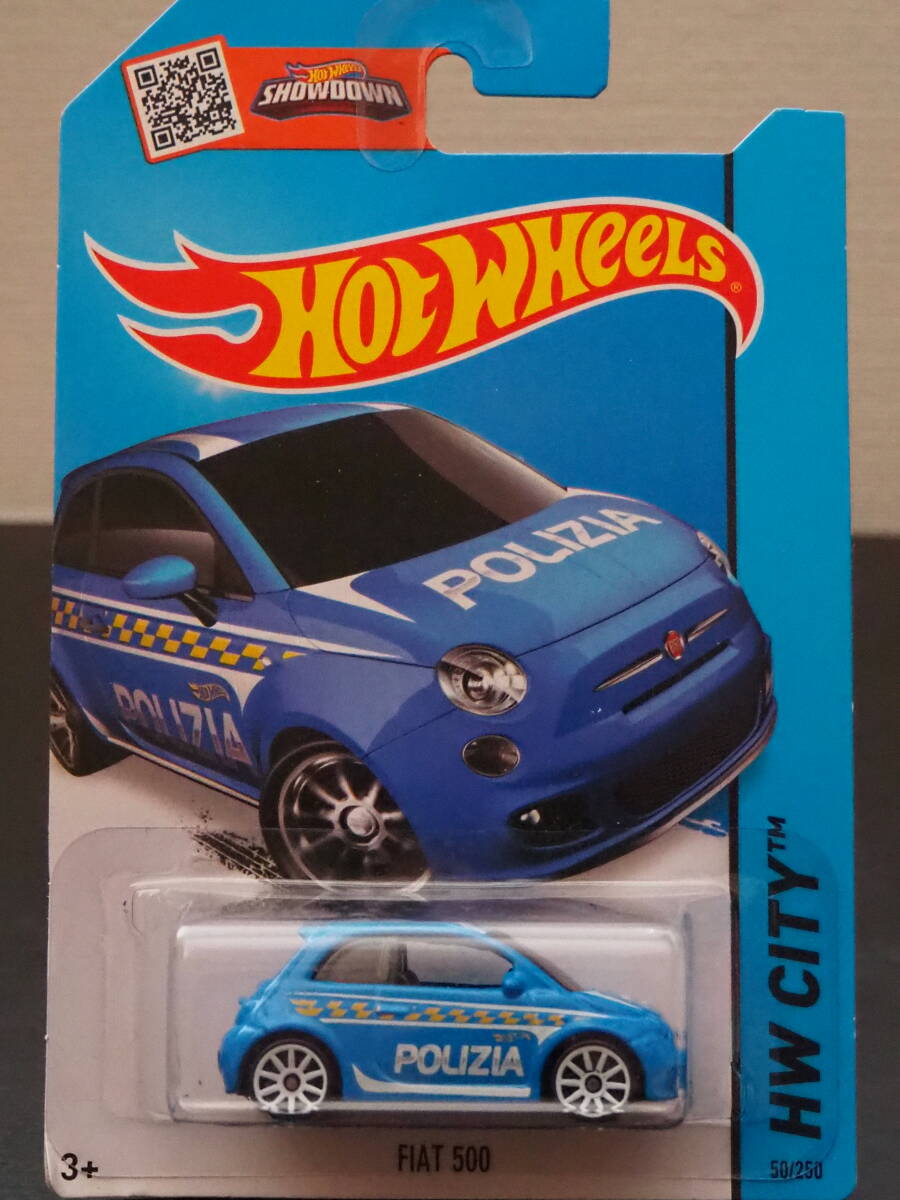 HOT WHeeLs FIAT 500 POLIZIA 青 イタリア 警察 車両 フィアット ミニカー ポリス ポリッツァ パトカー ホットウィール_画像1